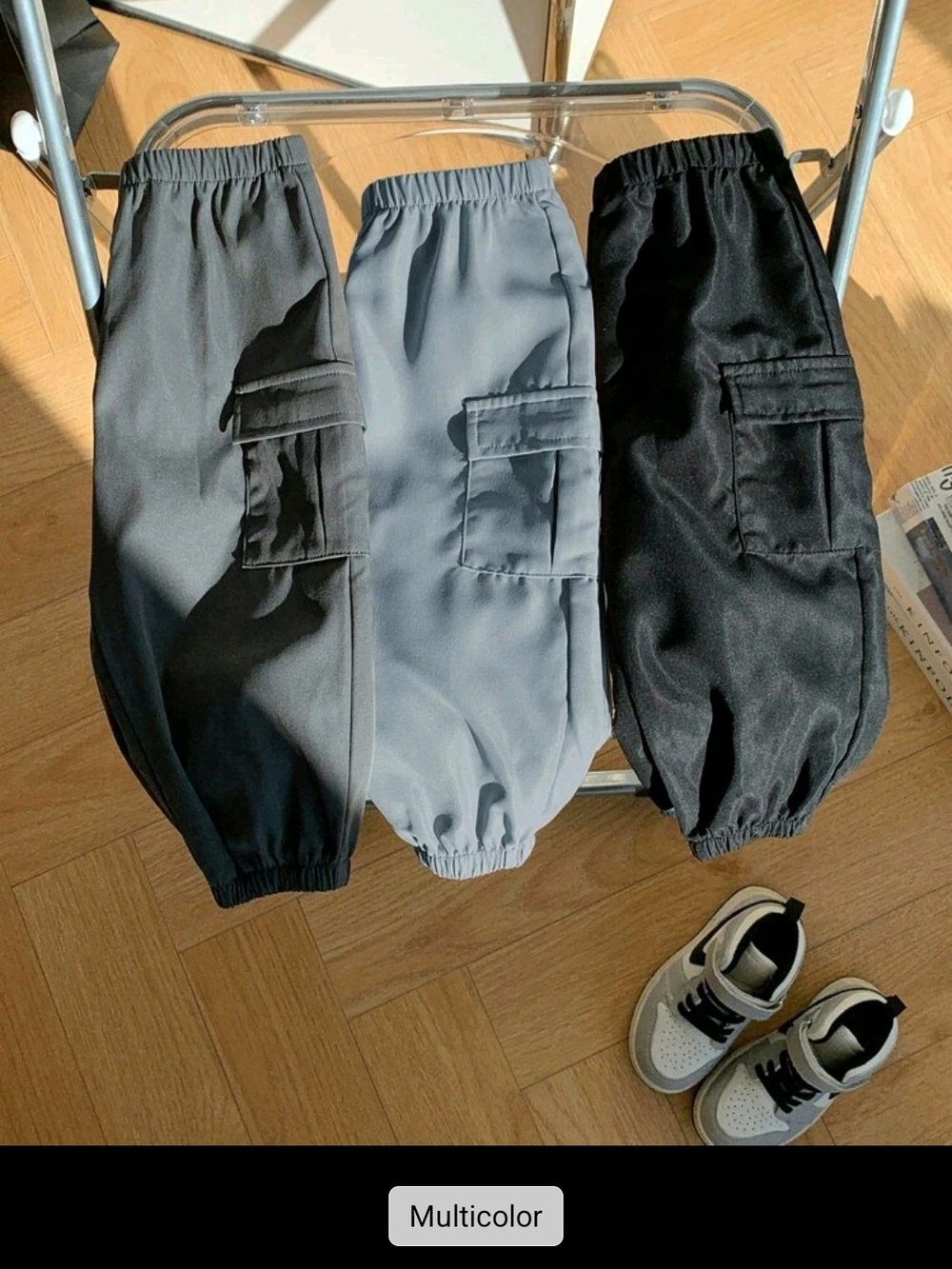 Kids Cargo Joggers - Black, Charcoal, Gray